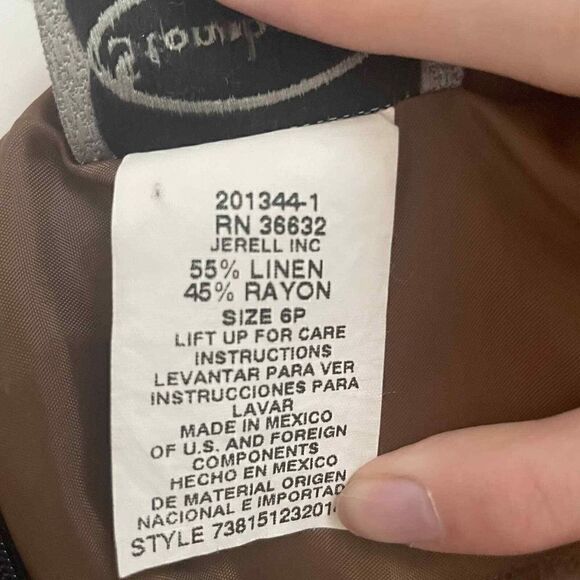 Vintage‎ Stonebridge Made in Mexico Brown Zebra print Linen Rayon Dress Size 6P - Picture 3 of 9